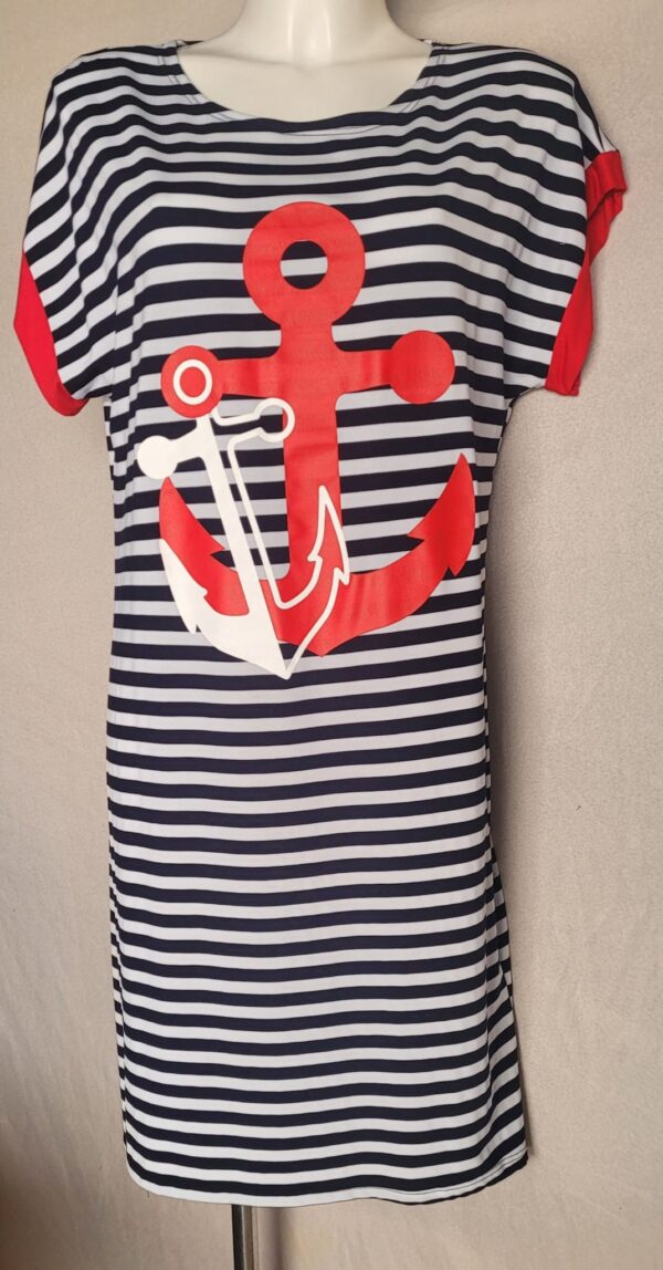 Rochie femei maneca scurta cu dungi - imagine 2